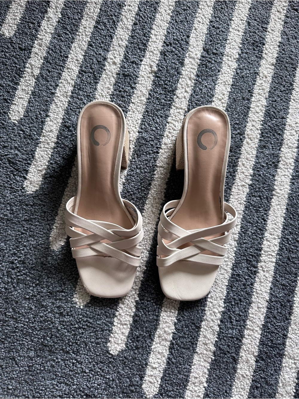 Journee Collection Cream Strappy Slide Mules